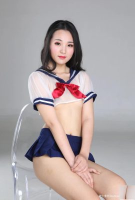 中国人モデル蘭蘭ちゃんの白ガーゼボディ、セクシープライベート撮影セット(ラインカラー)-03(100P)