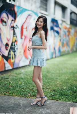 （美しい脚エクストラ）青い短いスカートの長い脚のモデルZhang Yun、ハイヒール、美しい脚（53p）